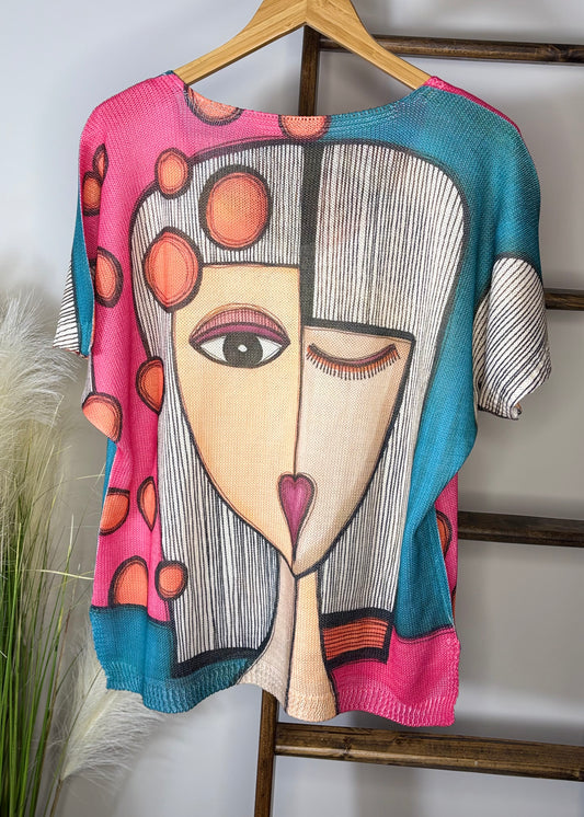 Picasso V-neck Knit Printed sweater