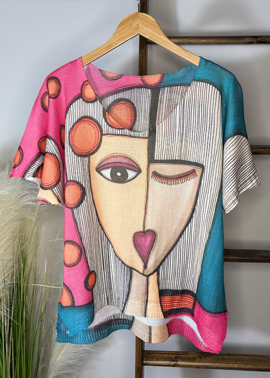 Picasso V-neck Knit Printed sweater