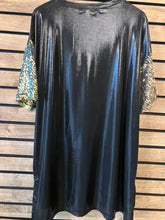 Load image into Gallery viewer, Foil Mini B-DAY Sequin Sleeve Shirt Dress
