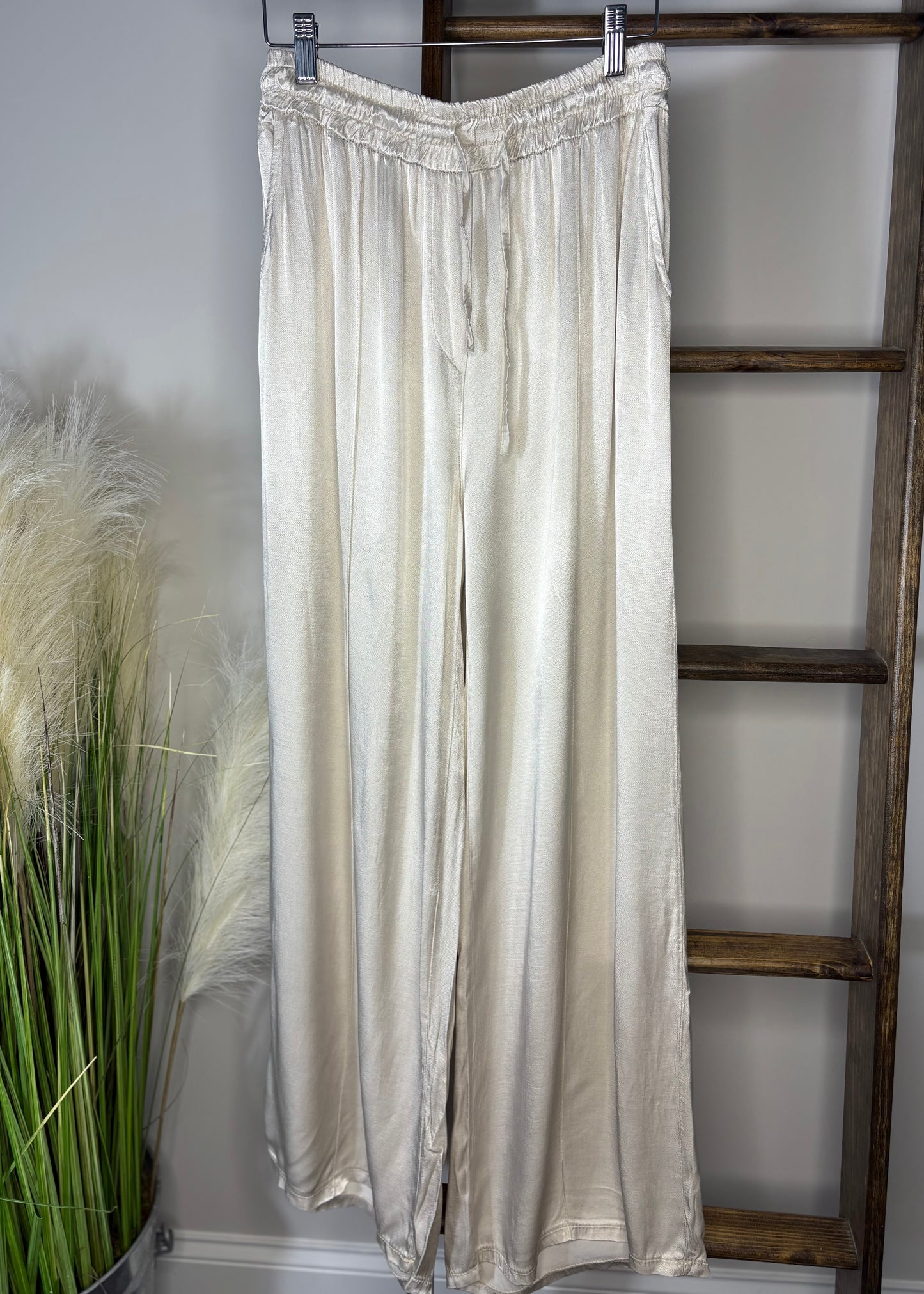 Viviana Beige Wide Leg Pants