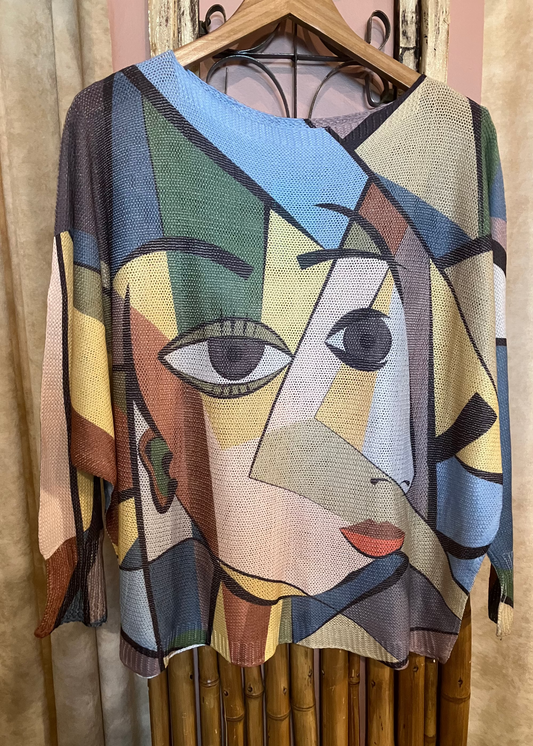 Agnese abstract round knit top