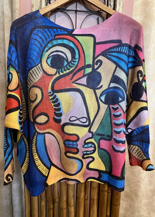 Picasso style round knit top