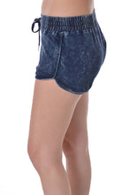 Load image into Gallery viewer, Dark Acid Wash Tie Denim Shorts
